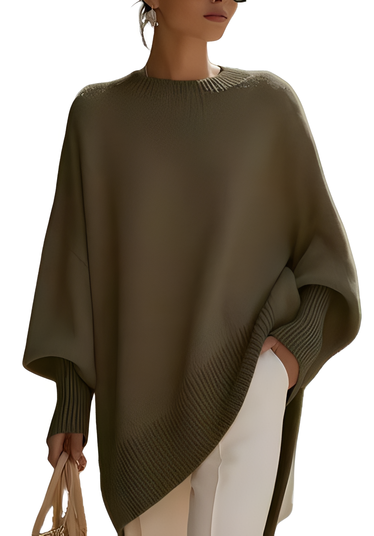 Trendiger Oversize-Pullover für Damen — Vayrani — Ansicht 3 — Farbe Braun