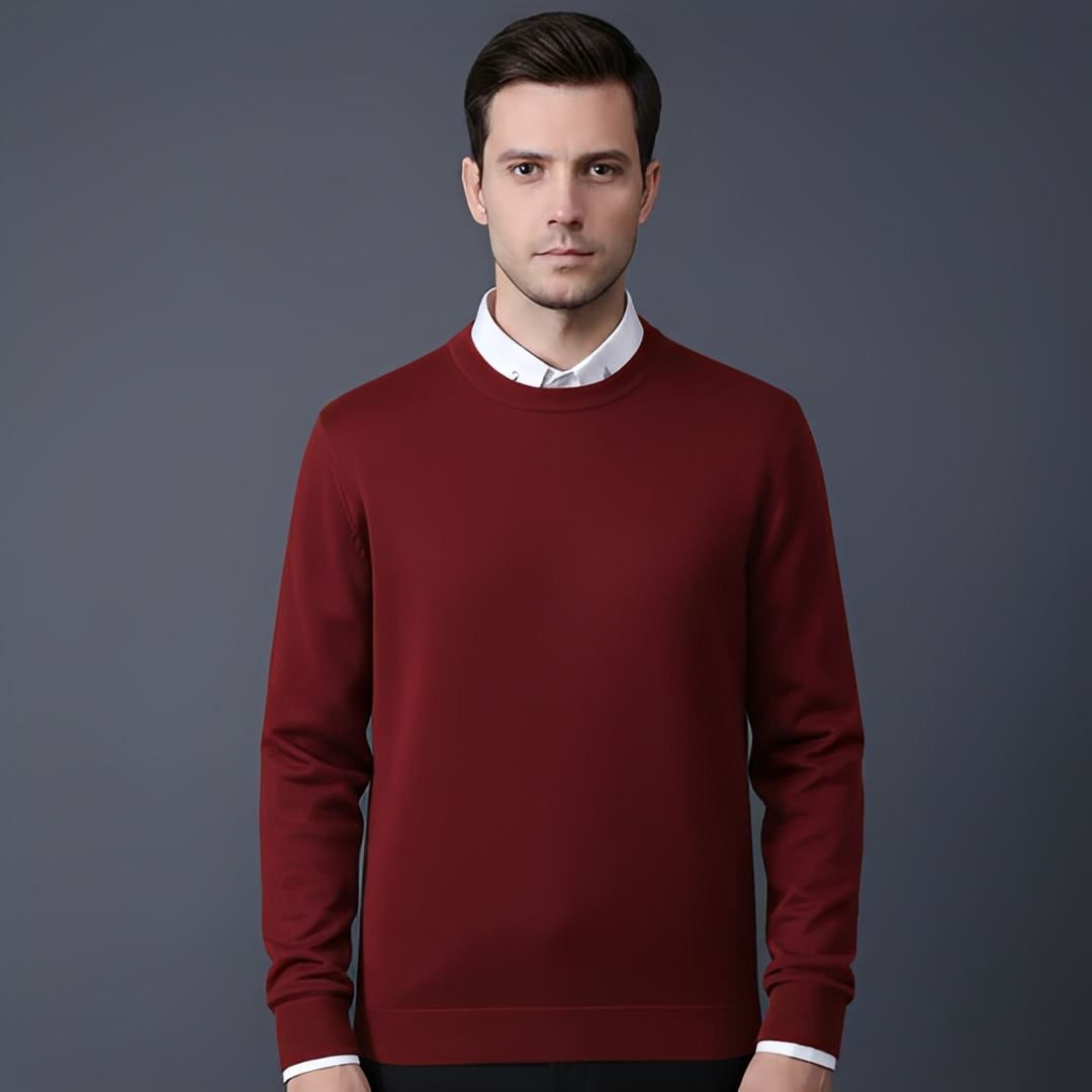 Bequemer und warmer Pullover für Herren — Vayrani — Ansicht 4 — Farbe Rot