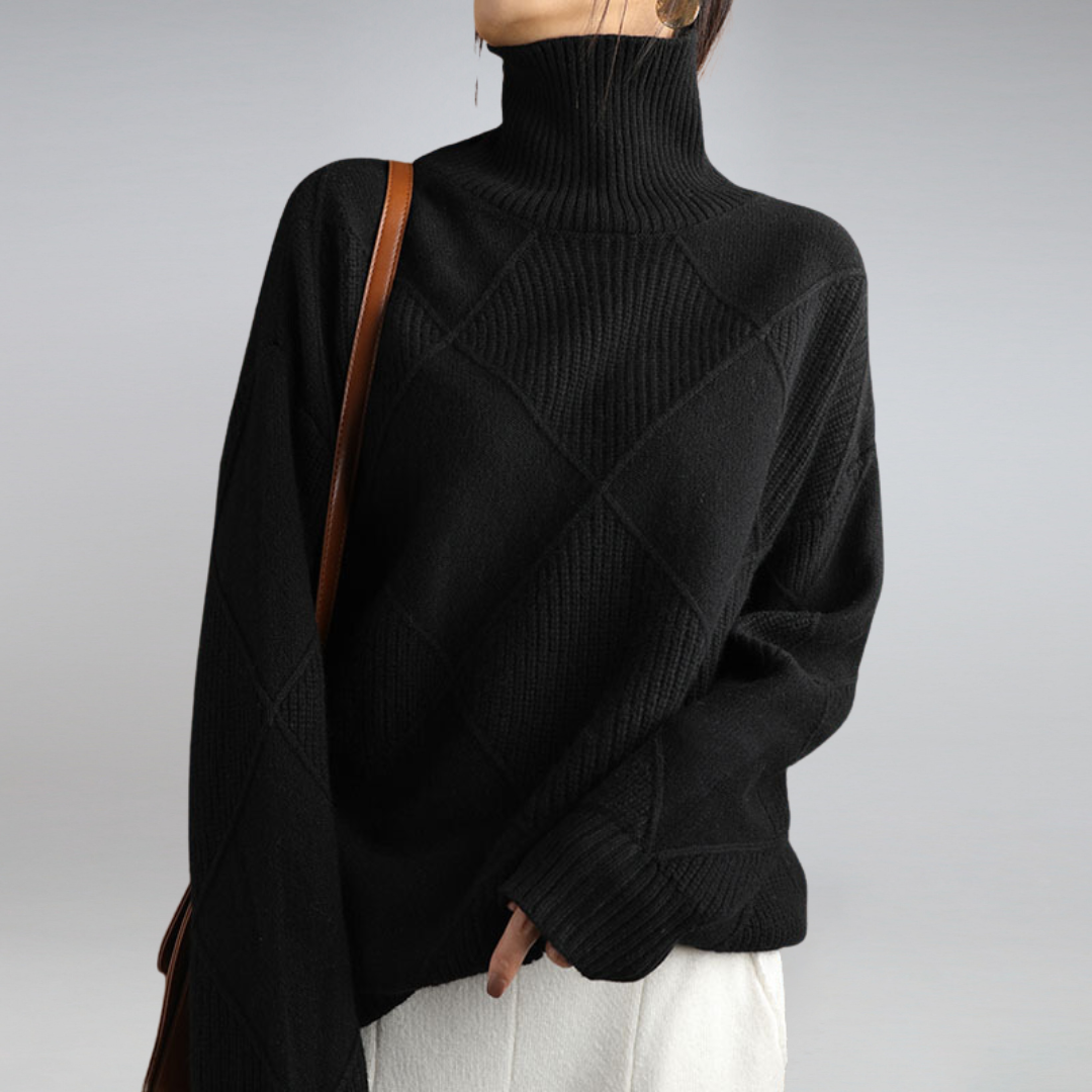 Damen Pullover mit Rollkragen — Vayrani — Ansicht 3 — Farbe Schwarz