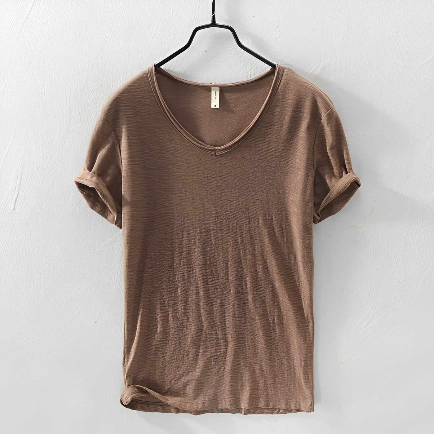 Einfarbiges Herren-T-Shirt — Vayrani — Ansicht 4 — Farbe Braun