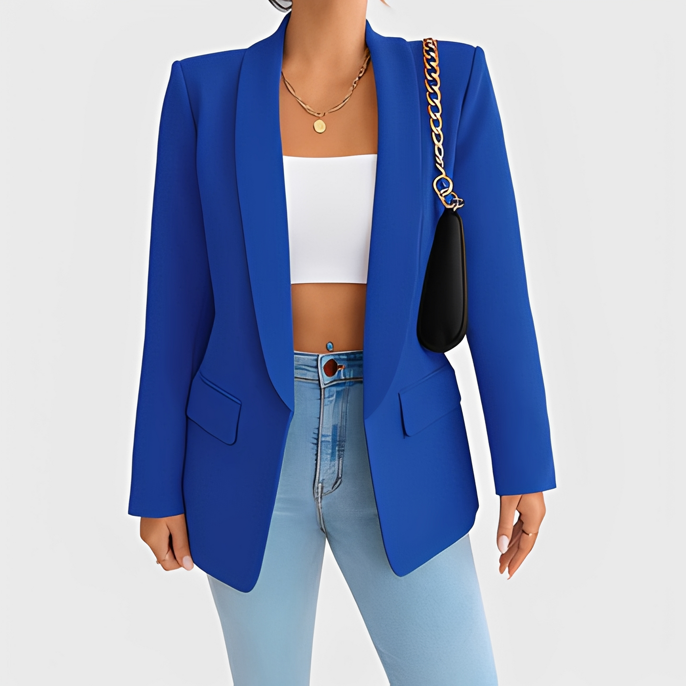 Eleganter Winterblazer für Frauen — Vayrani — Ansicht 7 — Farbe Blau