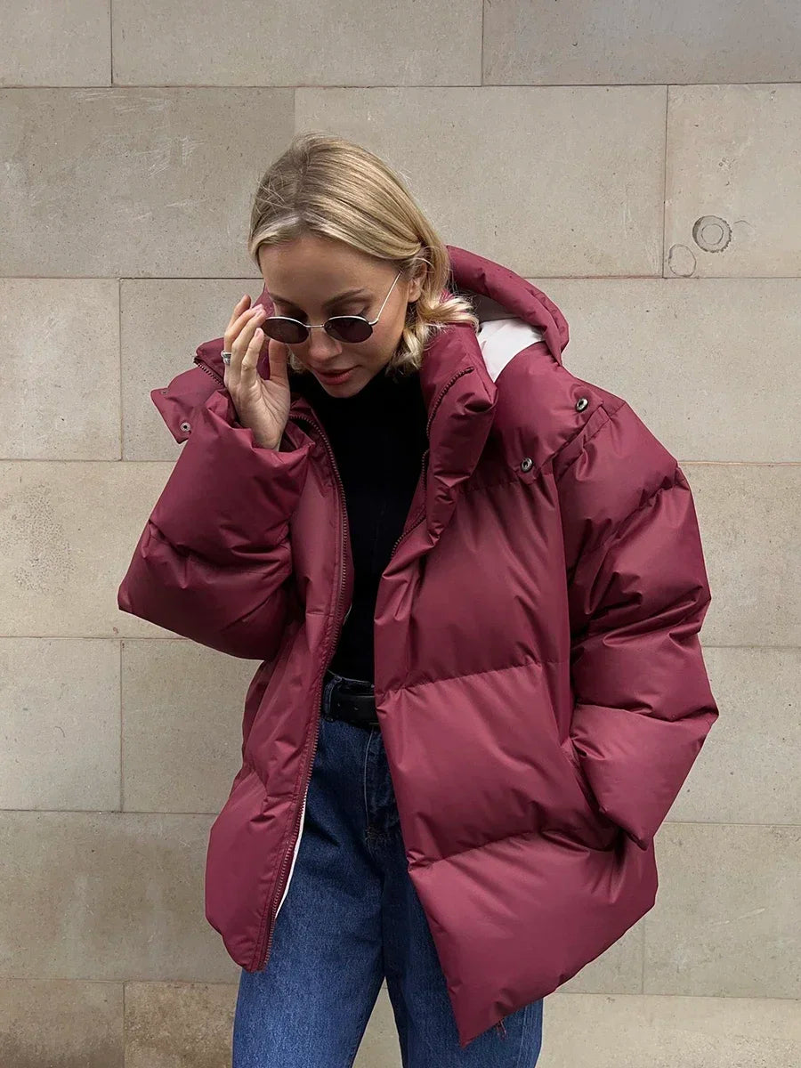 Moderne Oversized-Jacke — Vayrani — Ansicht 6 — Farbe Bordeaux