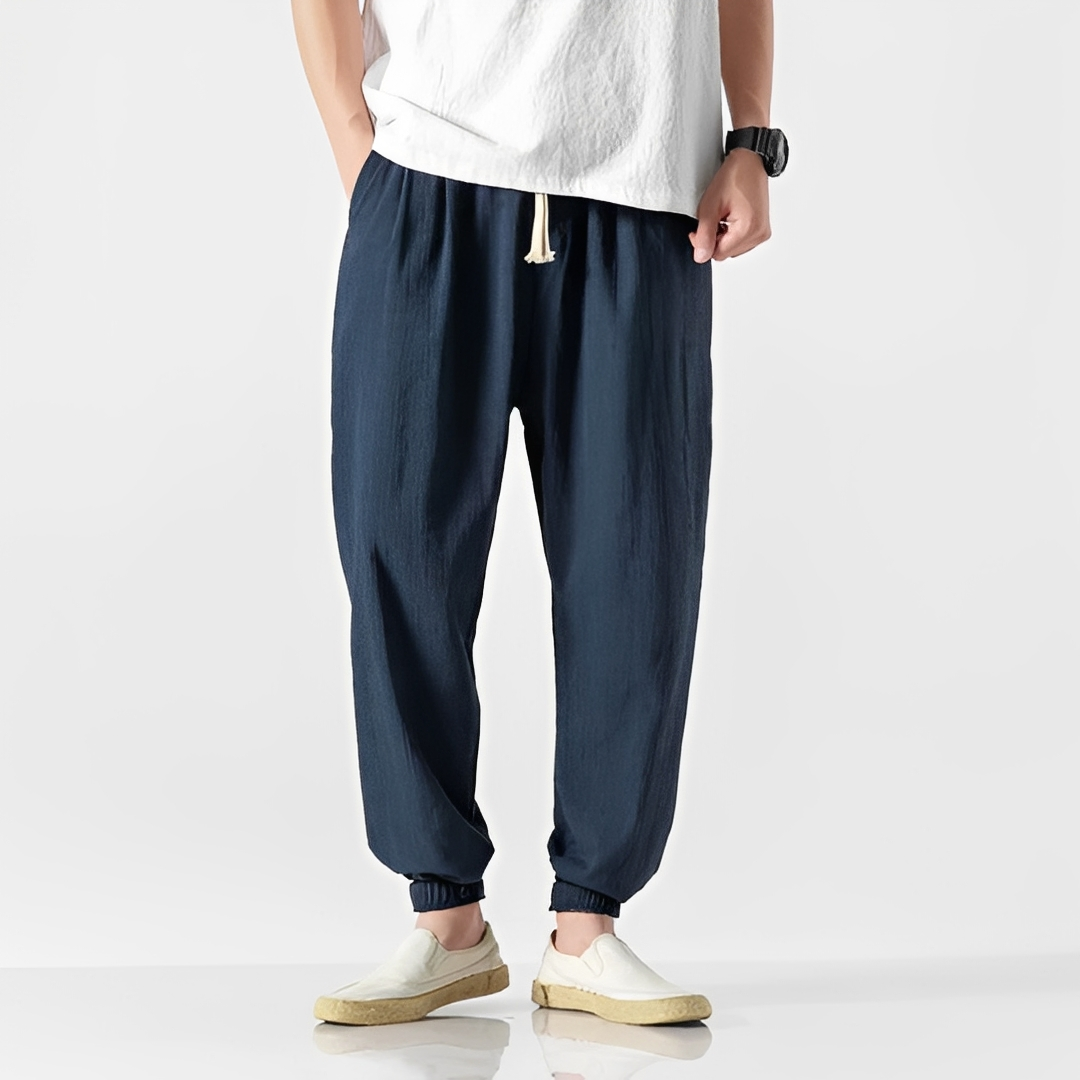 Stylische Herren-Sommerhose — Vayrani — Ansicht 6 — Farbe Marineblau