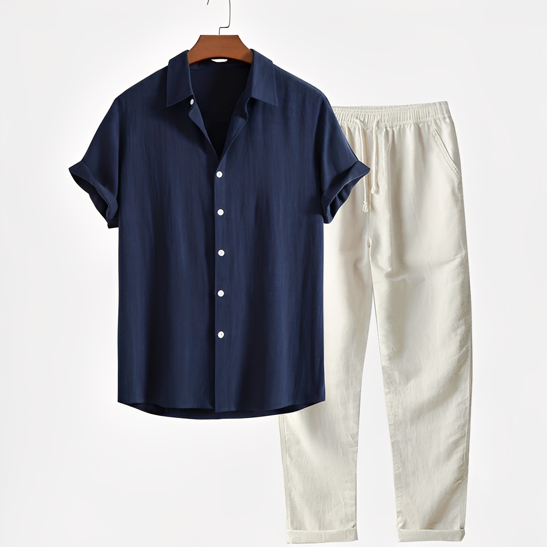 Zweiteiliges Herren-Loungewear-Set — Vayrani — Ansicht 3 — Farbe Blau