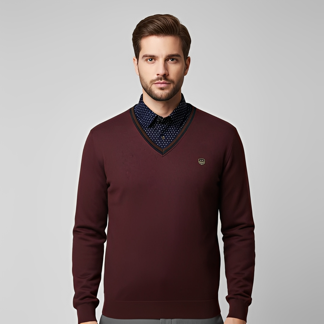 Eleganter und gemütlicher Pullover für Herren — Vayrani — Ansicht 4 — Farbe Rot