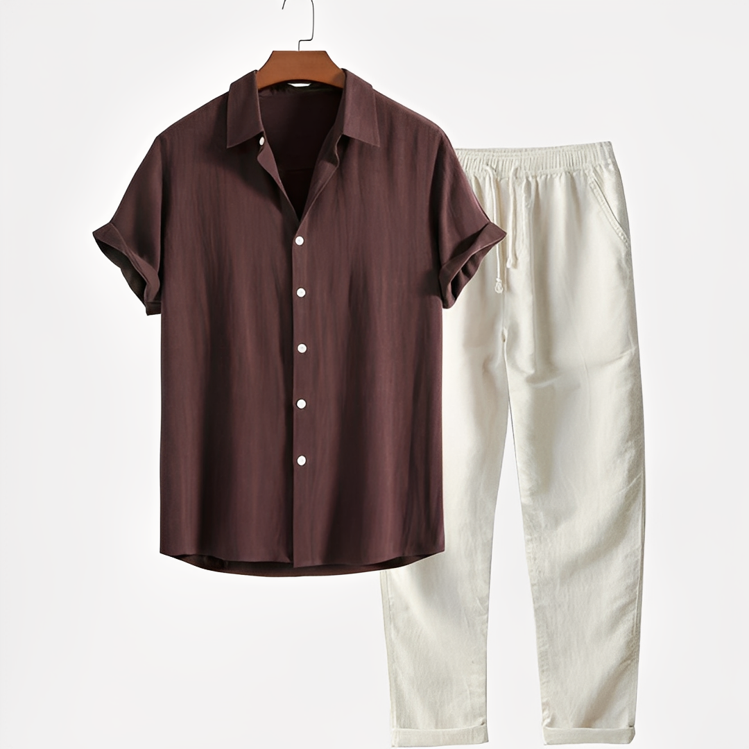 Zweiteiliges Herren-Loungewear-Set — Vayrani — Farbe Beige