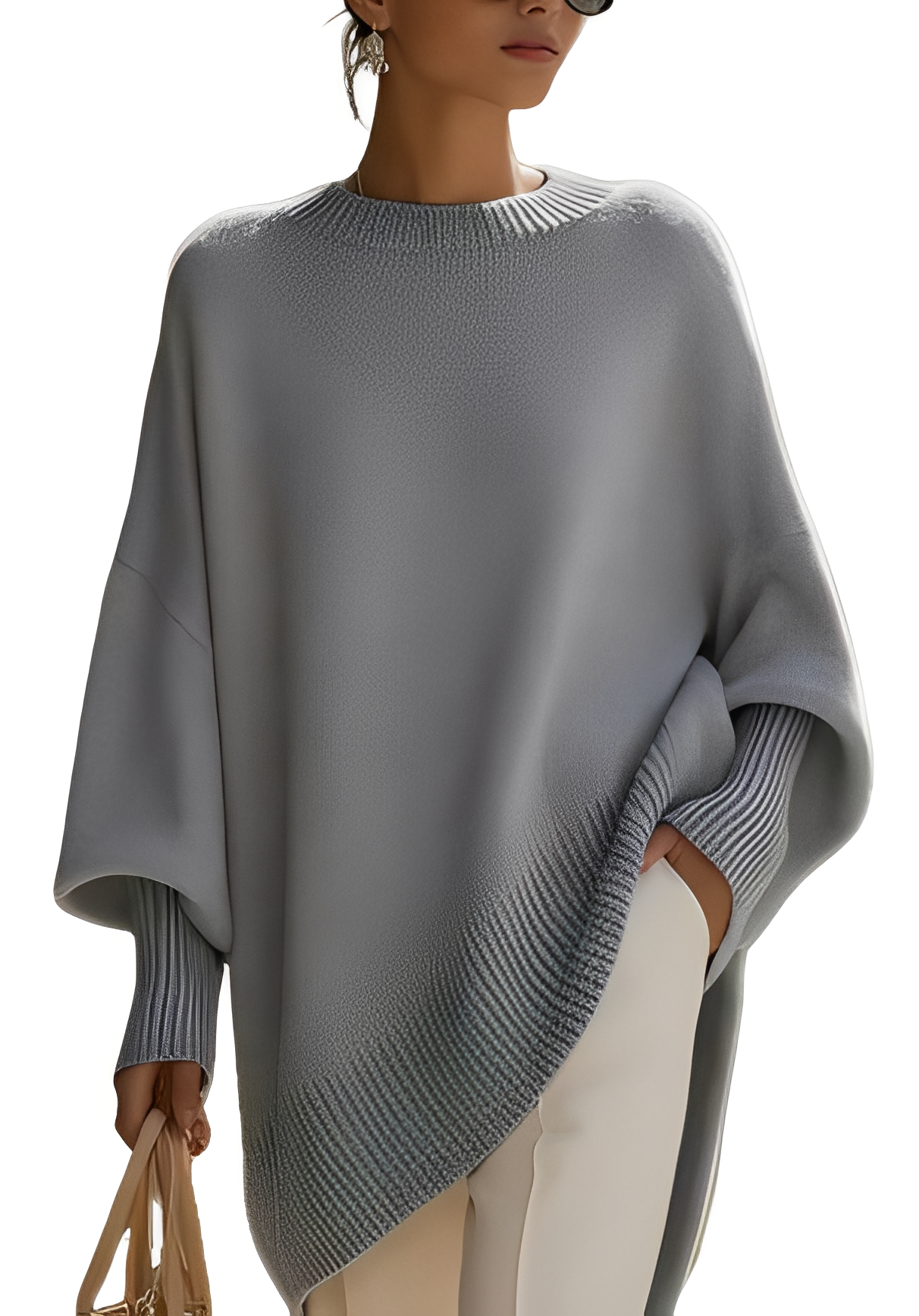 Trendiger Oversize-Pullover für Damen — Vayrani — Ansicht 2 — Farbe Grau