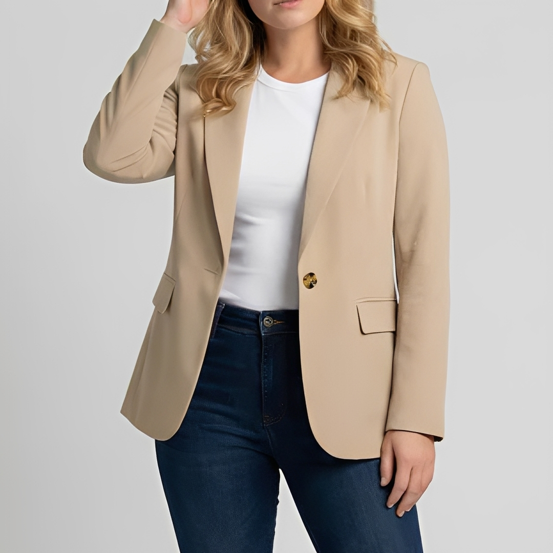 Stilvoller Damenblazer — Vayrani — Ansicht 4 — Farbe Beige