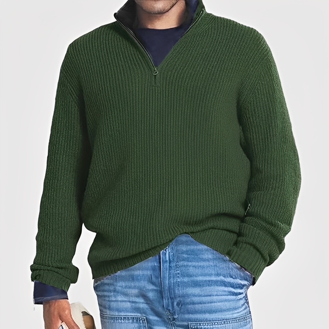 Bequemer und warmer Herren-Pullover mit Halbzip — Vayrani — Farbe Rot