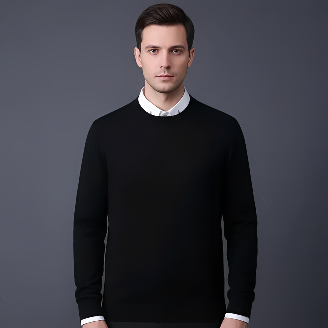 Bequemer und warmer Pullover für Herren — Vayrani — Ansicht 5 — Farbe Marineblau
