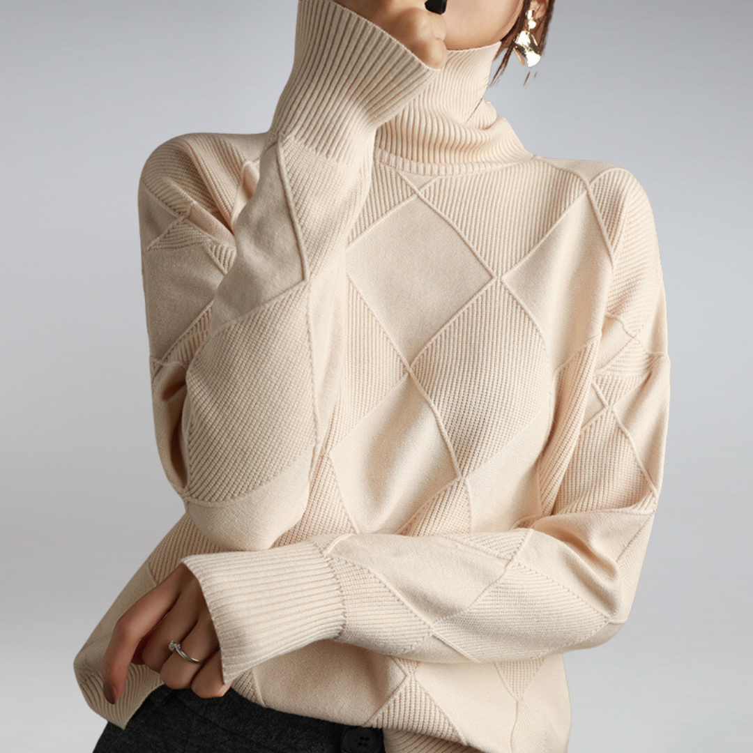Damen Pullover mit Rollkragen — Vayrani — Ansicht 5 — Farbe Beige