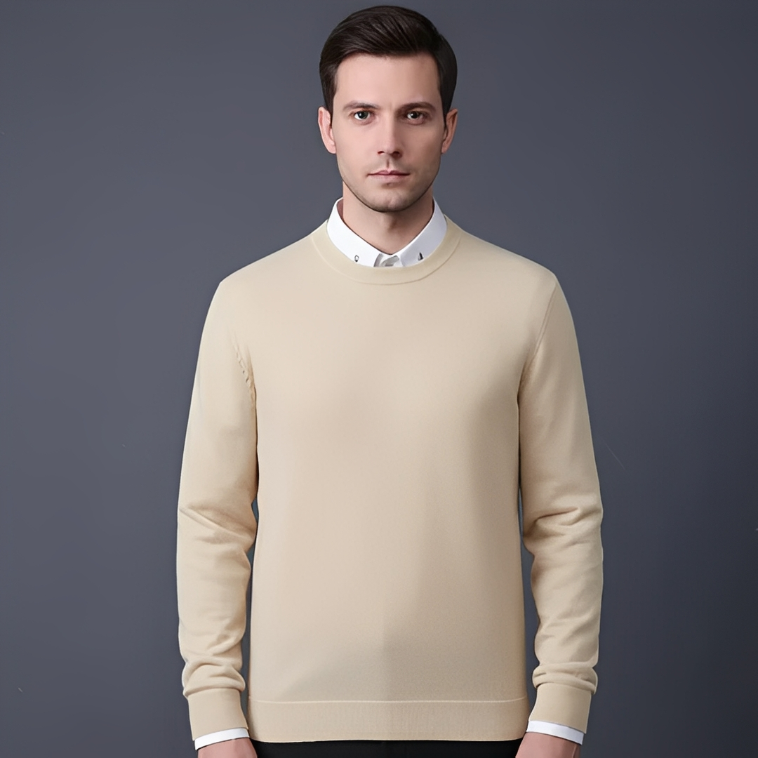 Bequemer und warmer Pullover für Herren — Vayrani — Farbe Beige