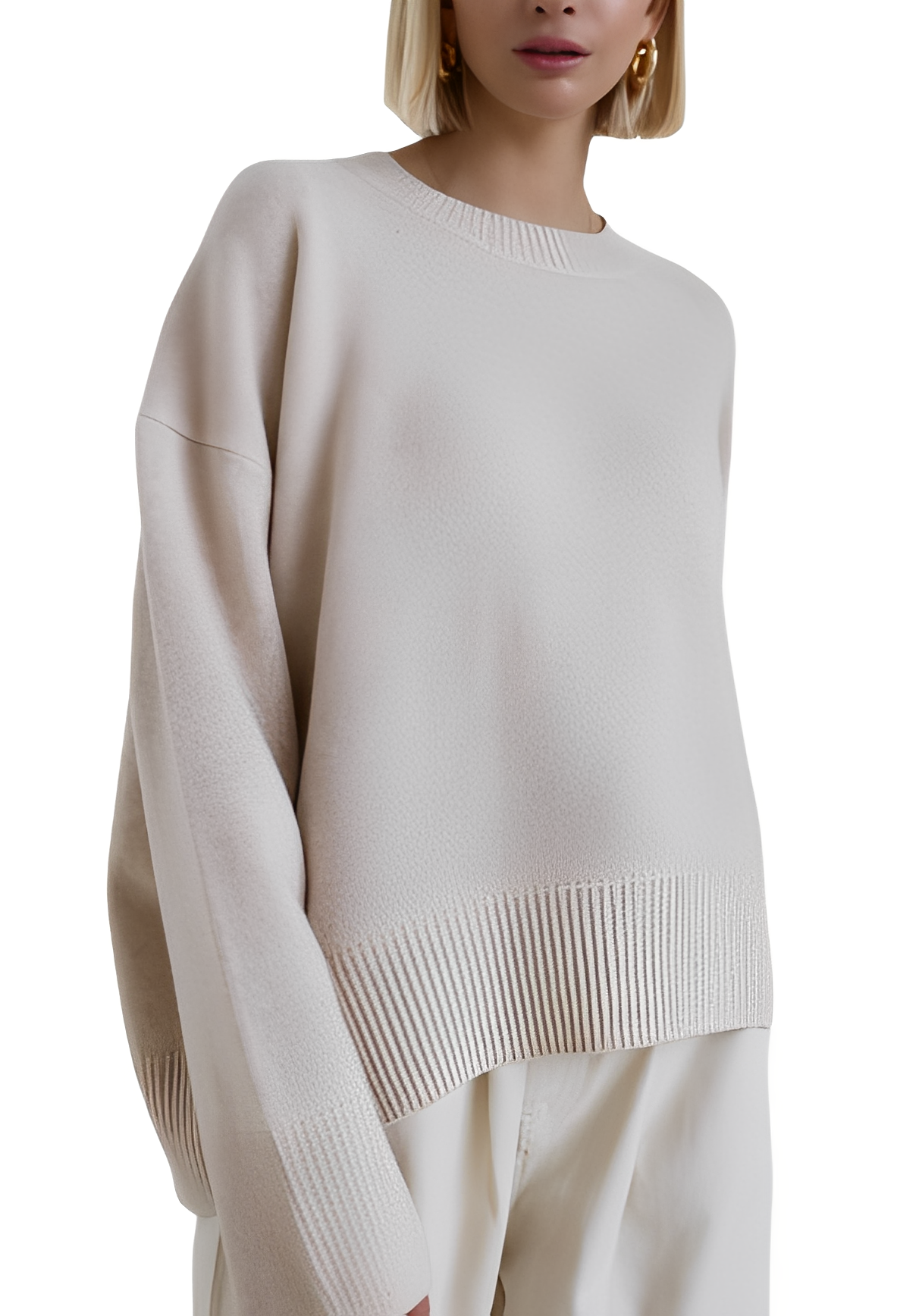 Trendiger Oversize-Pullover für Damen — Vayrani — Ansicht 4 — Farbe Weiß