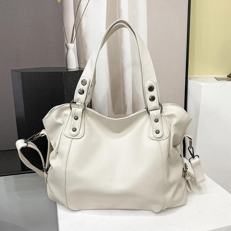 Geräumige Elegante Schultertasche — Vayrani — Ansicht 5 — Farbe Weiß
