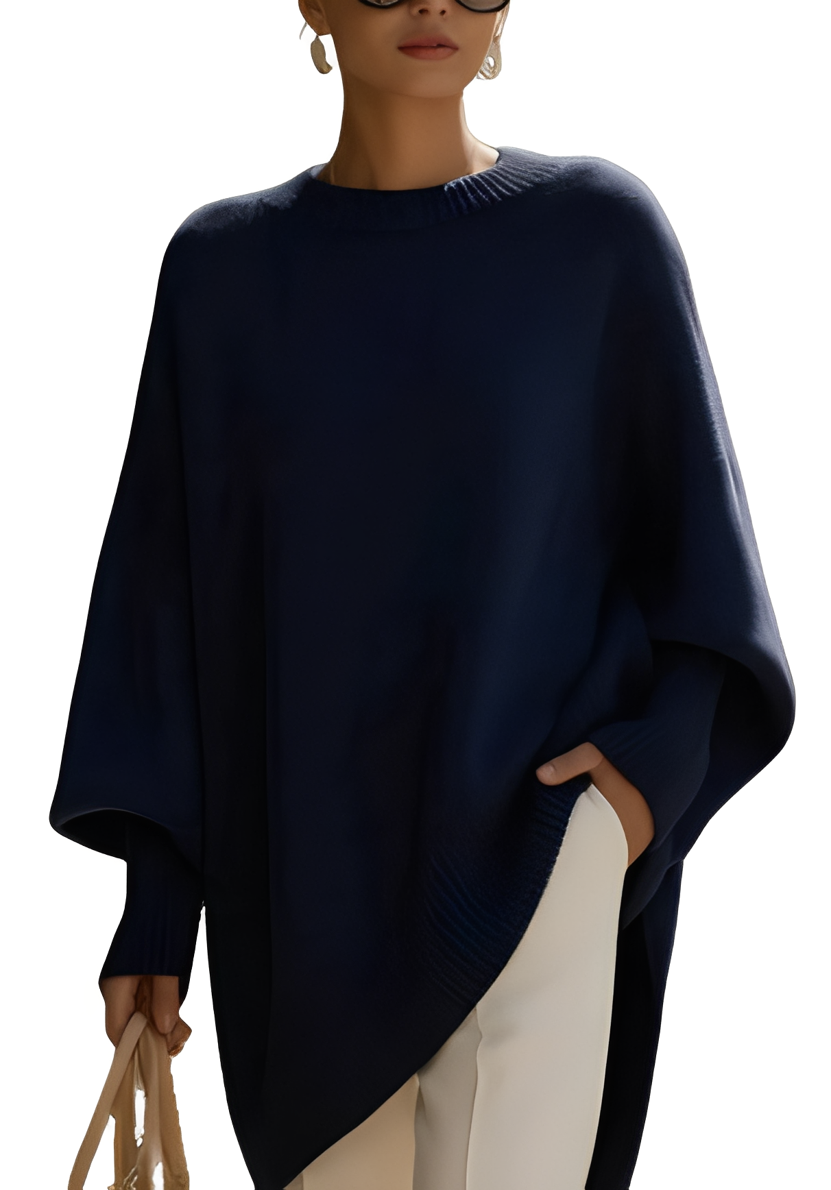 Trendiger Oversize-Pullover für Damen — Vayrani — Ansicht 7 — Farbe Blau