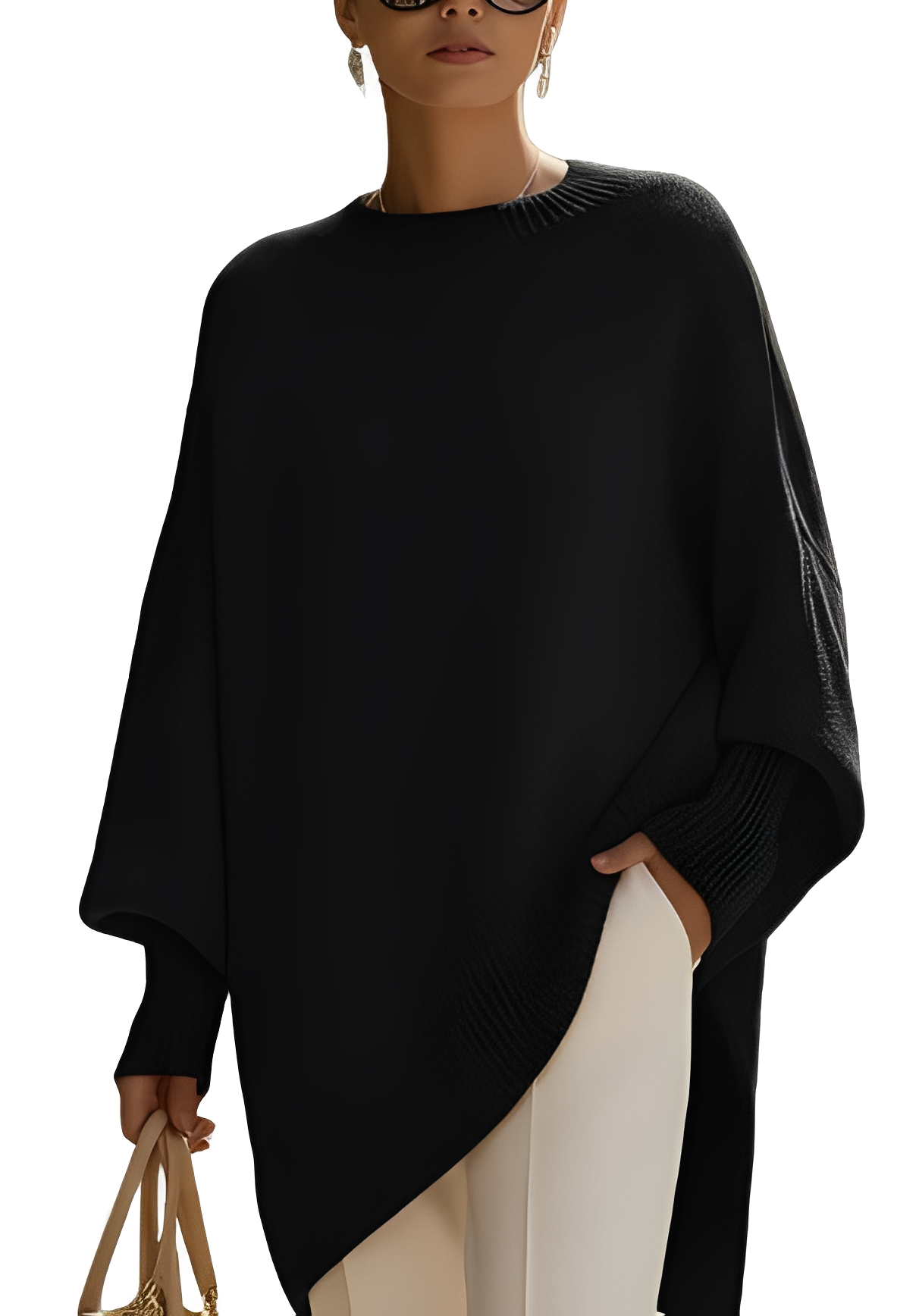 Trendiger Oversize-Pullover für Damen — Vayrani — Ansicht 8 — Farbe Schwarz
