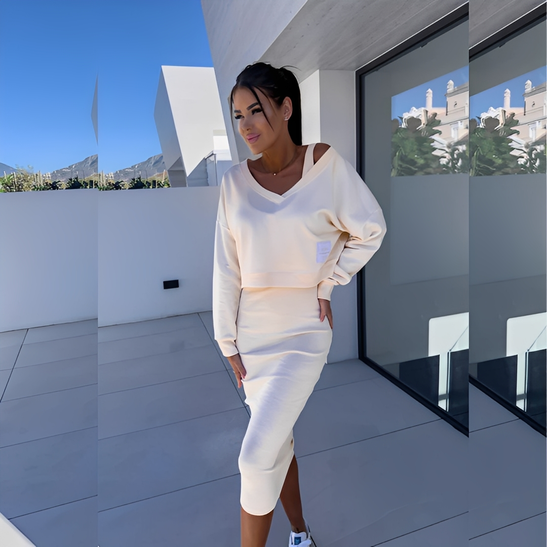 Séphora Damen Sweatshirt und lässiges Kleid Set — Vayrani — Farbe Orange