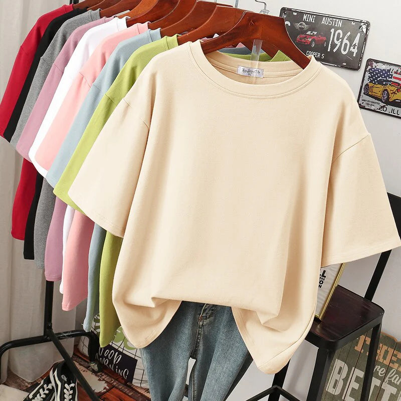 Komfortables, lockeres Damen T-Shirt — Vayrani — Farbe Beige