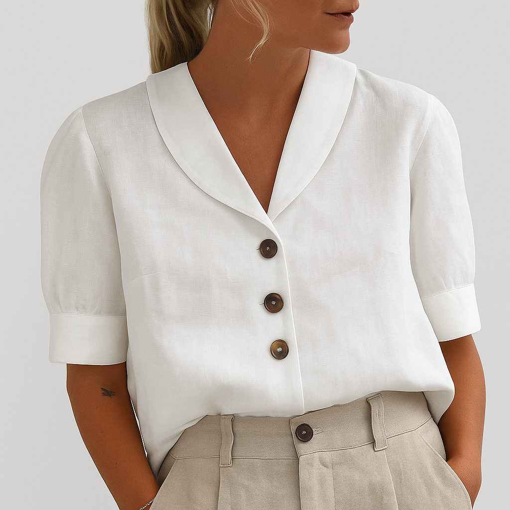Stilvolle und luftige Bluse für Damen — Vayrani — Farbe Weiß
