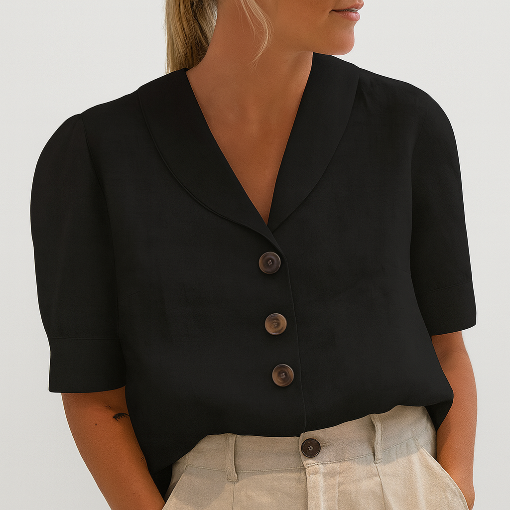 Stilvolle und luftige Bluse für Damen — Vayrani — Ansicht 2 — Farbe Schwarz