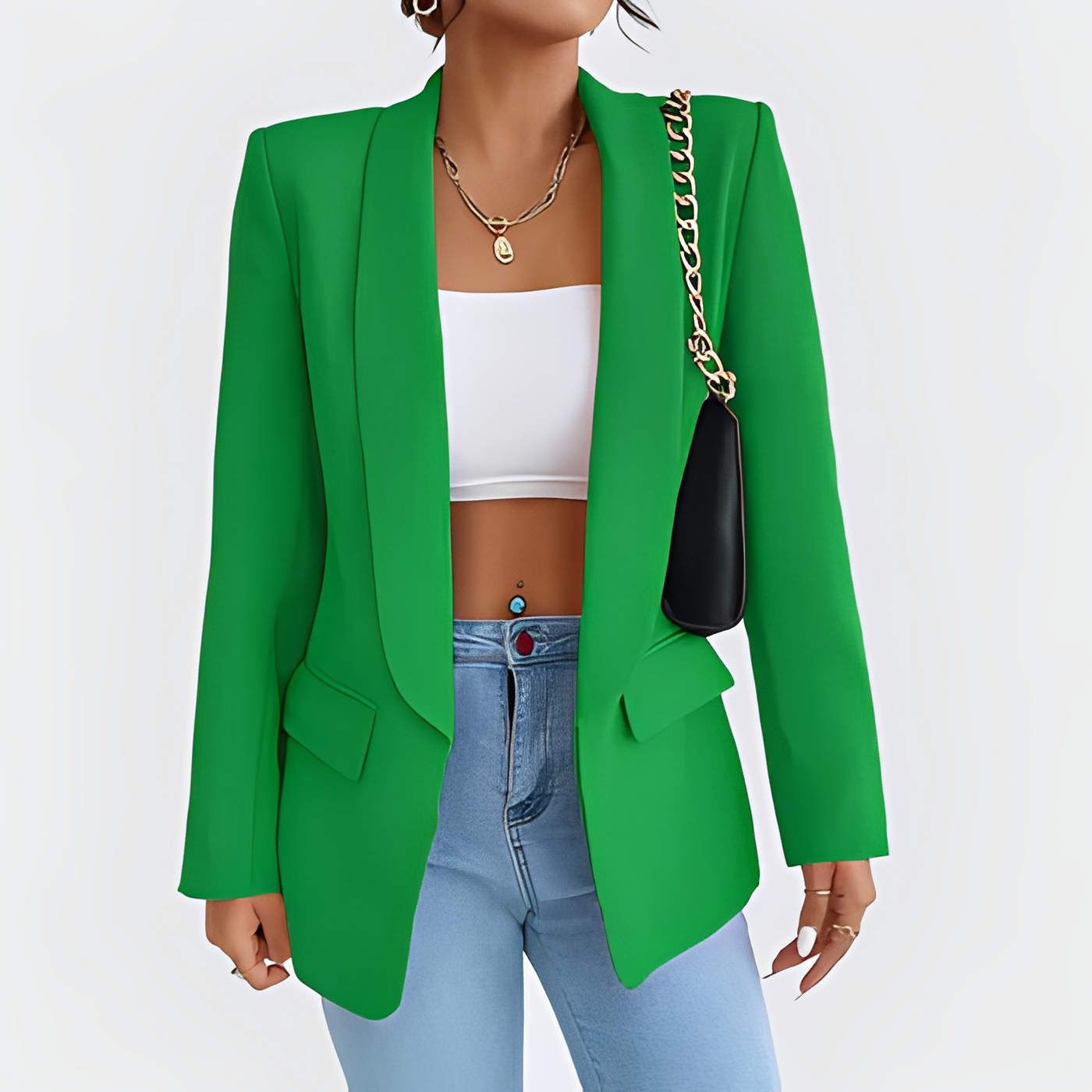 Eleganter Winterblazer für Frauen — Vayrani — Ansicht 6 — Farbe Grün
