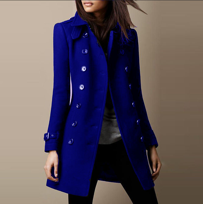 Eleganter Damenmantel — Vayrani — Farbe Blau