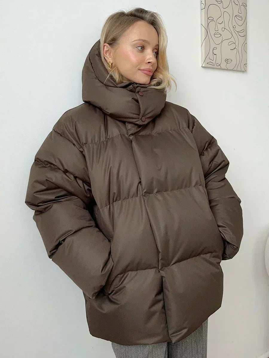 Moderne Oversized-Jacke — Vayrani — Ansicht 2 — Farbe Braun
