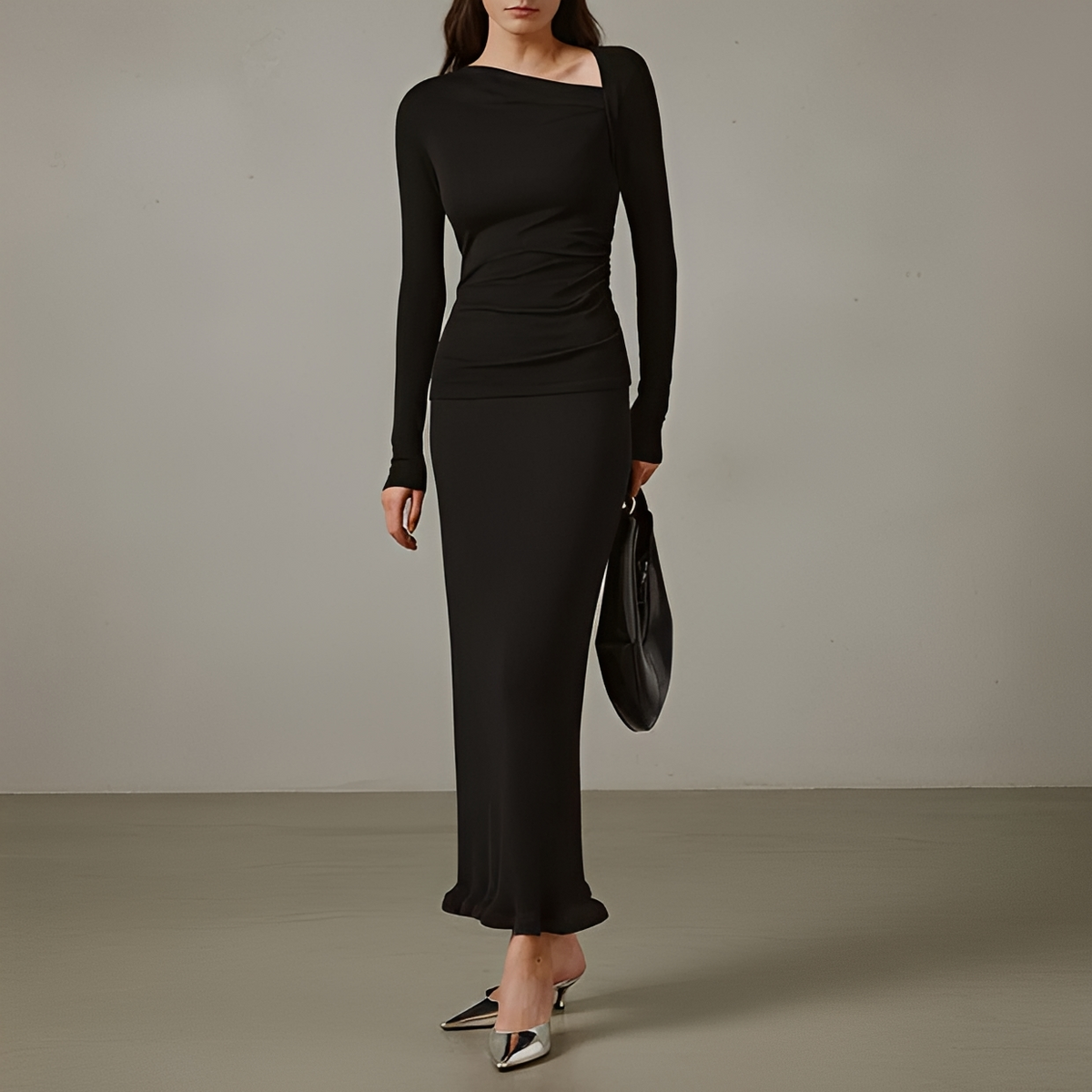 Selina - Asymmetrisches geripptes Shirt