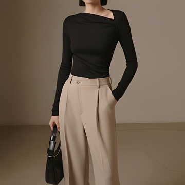 Selina - Asymmetrisches geripptes Shirt