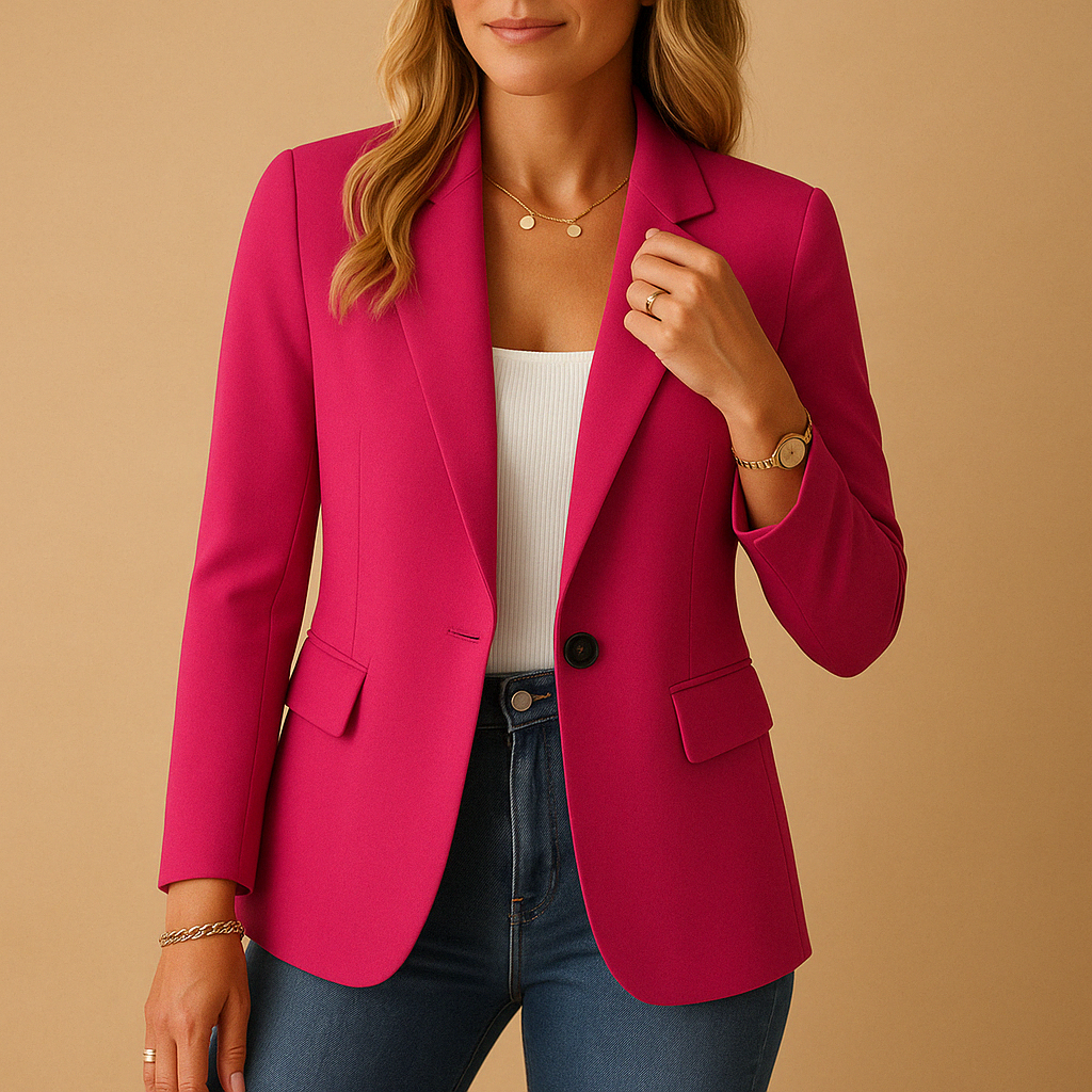Elegante und Bequeme Taillierte Jacke — Vayrani — Ansicht 2 — Farbe Rosa