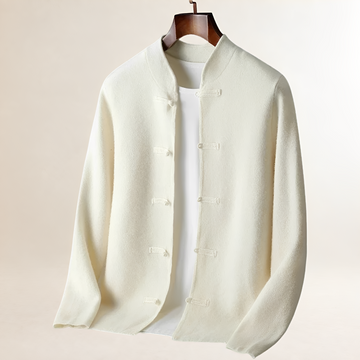 Herren-Cardigan mit Stehkragen und Schlaufenknopfverschluss, Regularer Schnitt
