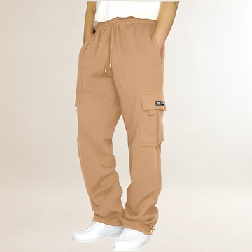 Herren Cargo Joggers mit Kordelzug, Signal-Taschen und weitem Bein
