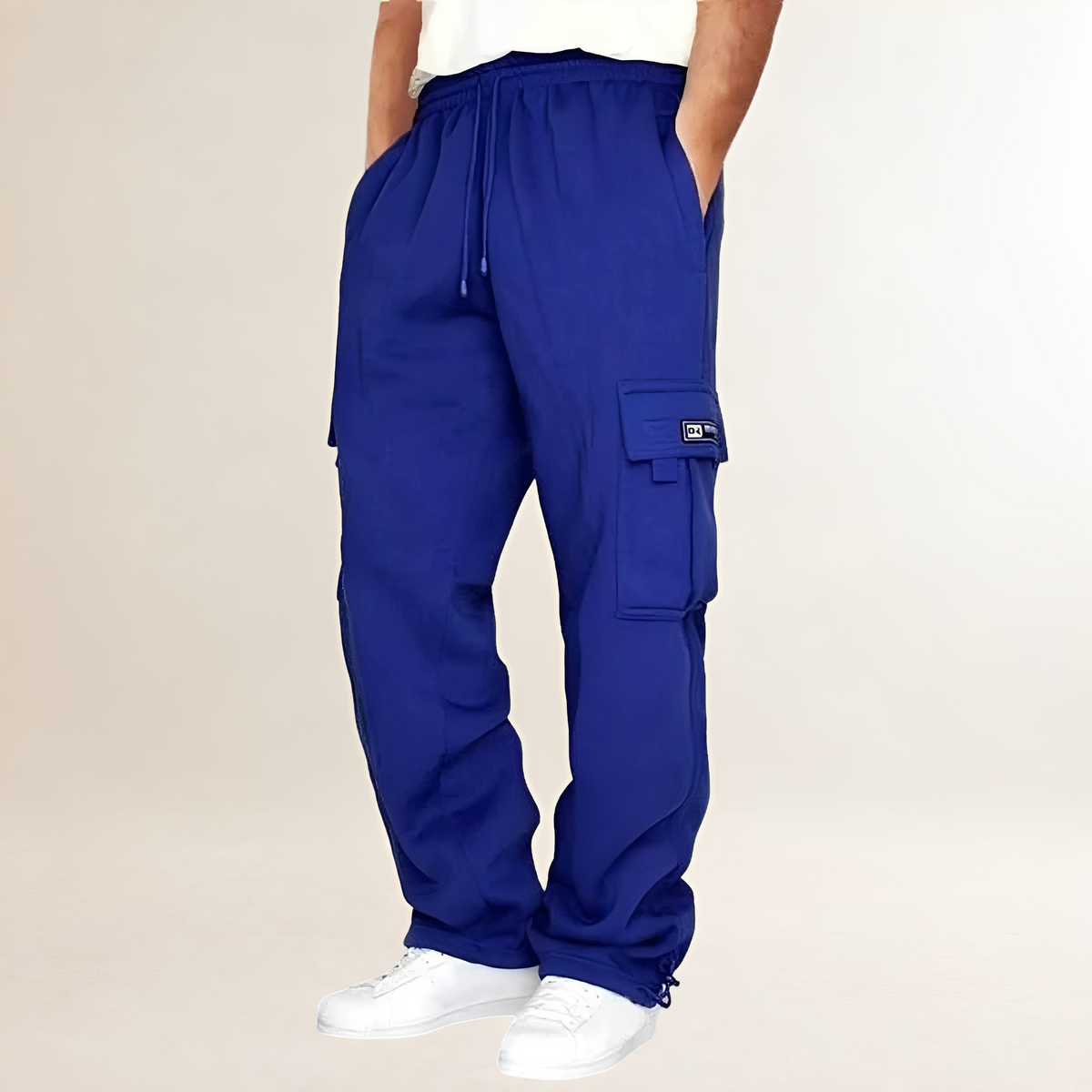 Herren Cargo Joggers mit Kordelzug, Signal-Taschen und weitem Bein