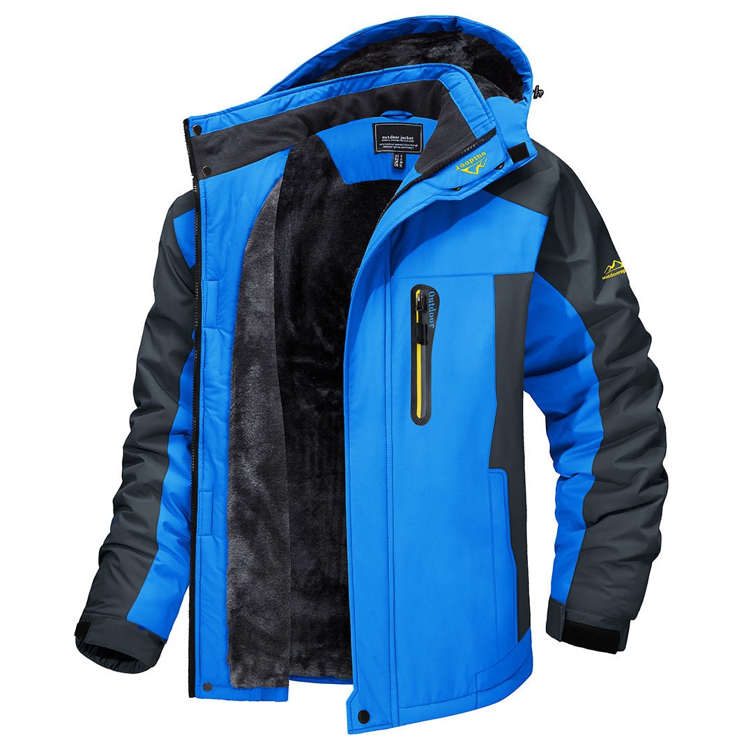 Herren isolierte Winterjacke mit abnehmbarer Kapuze, hoher Kragen, Reißverschluss-Brusttasche, verstellbarer Saum