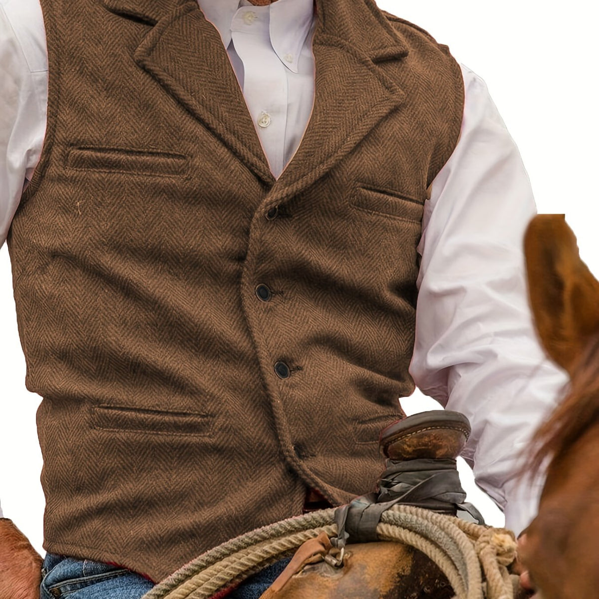 Herren Weste Notch-Revers Einfachknopf vorne, Paspel-Pattierung, Regular Fit