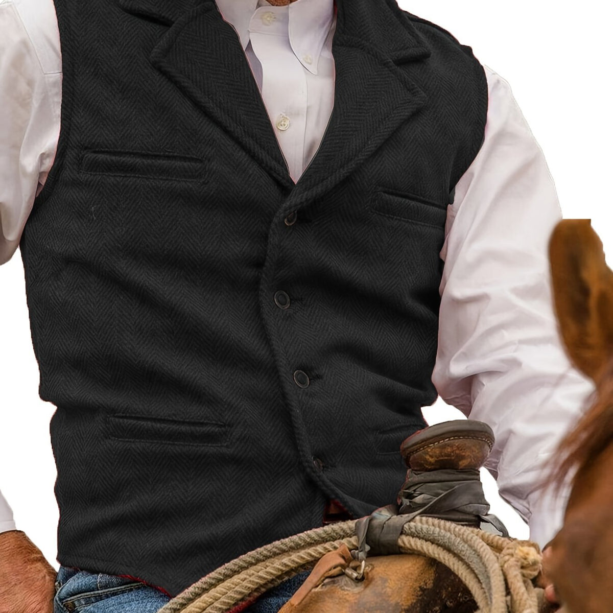 Herren Weste Notch-Revers Einfachknopf vorne, Paspel-Pattierung, Regular Fit