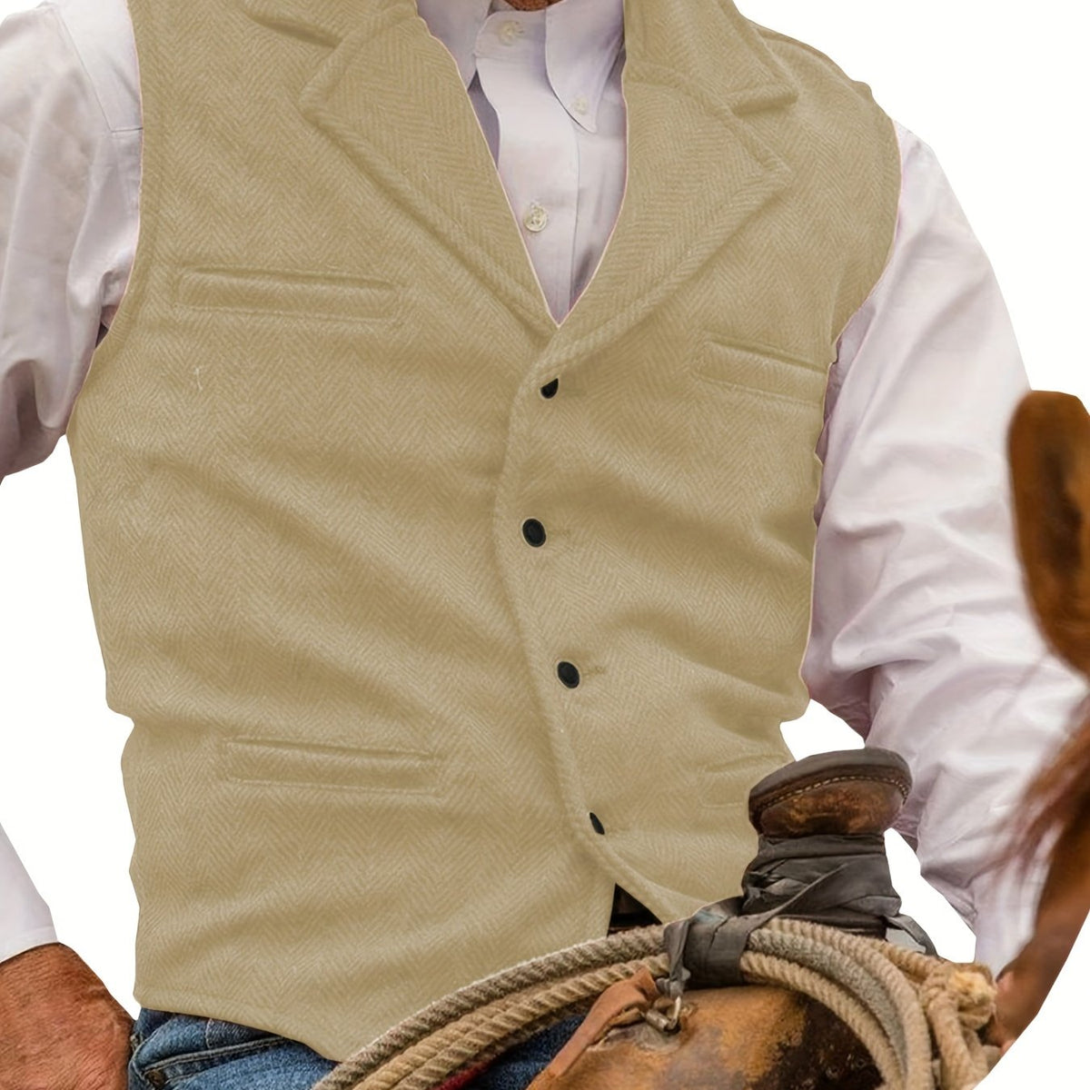 Herren Weste Notch-Revers Einfachknopf vorne, Paspel-Pattierung, Regular Fit