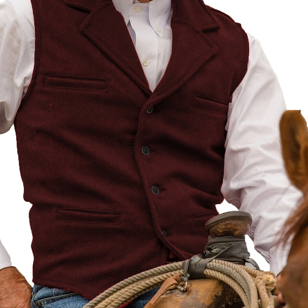 Herren Weste Notch-Revers Einfachknopf vorne, Paspel-Pattierung, Regular Fit