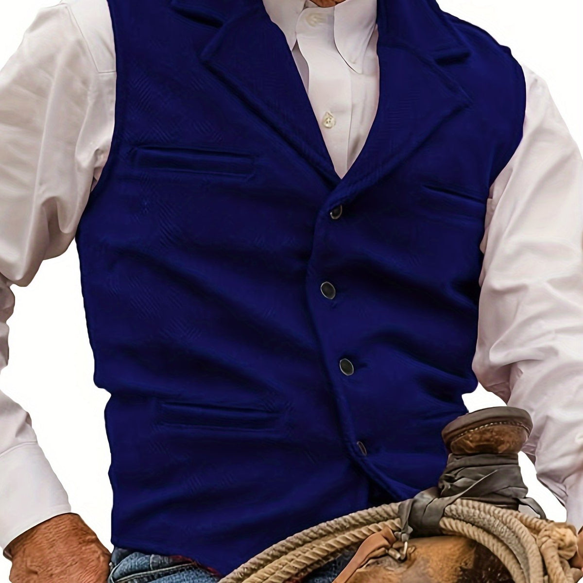 Herren Weste Notch-Revers Einfachknopf vorne, Paspel-Pattierung, Regular Fit