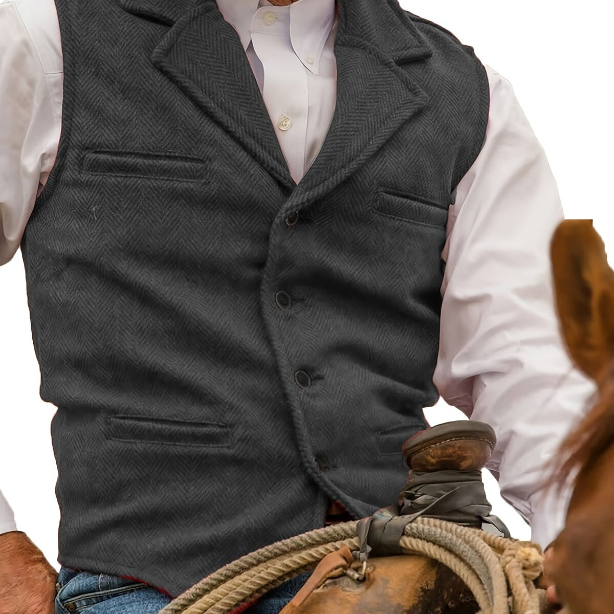 Herren Weste Notch-Revers Einfachknopf vorne, Paspel-Pattierung, Regular Fit