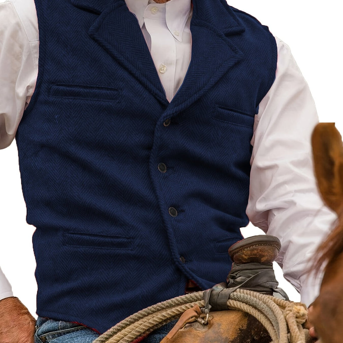Herren Weste Notch-Revers Einfachknopf vorne, Paspel-Pattierung, Regular Fit