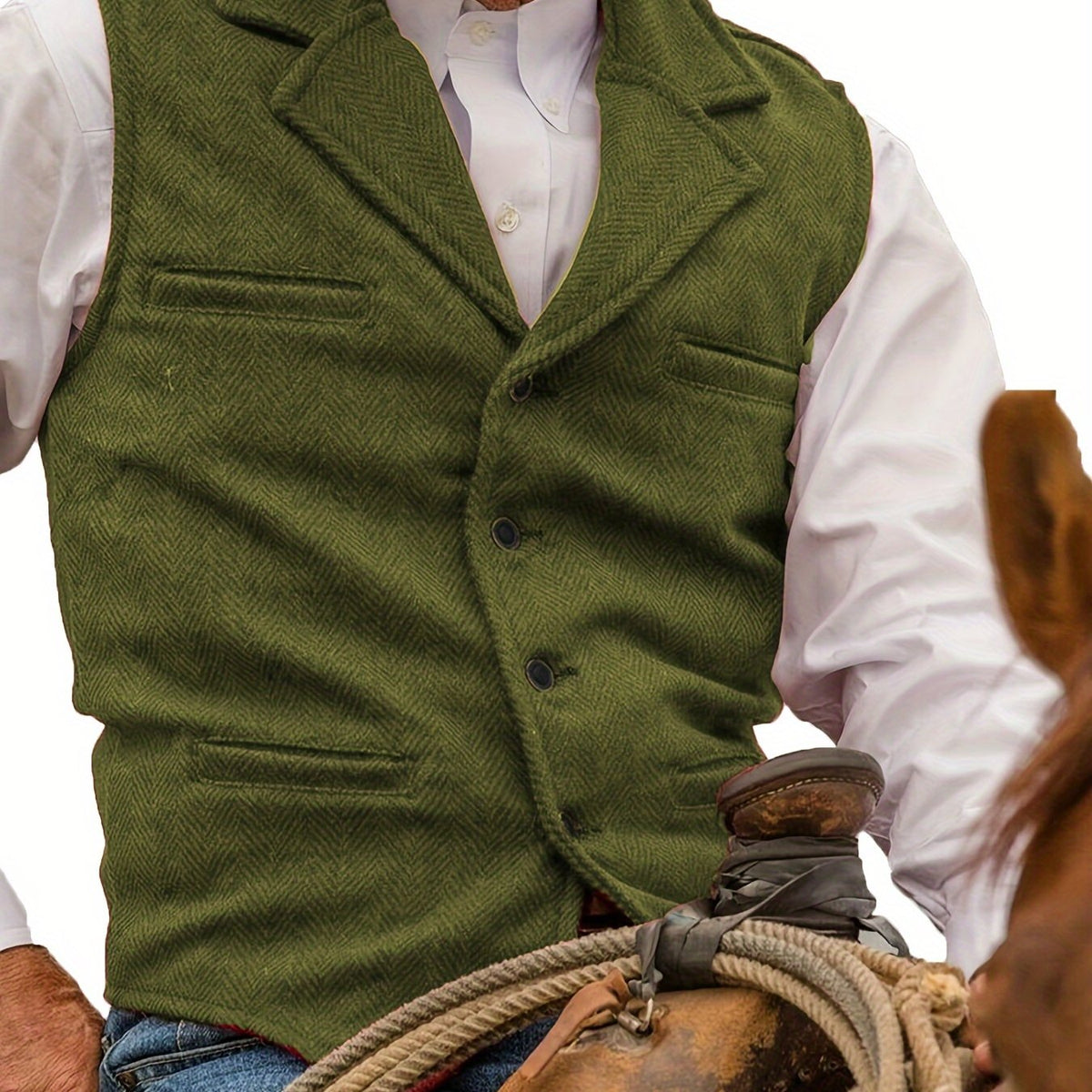 Herren Weste Notch-Revers Einfachknopf vorne, Paspel-Pattierung, Regular Fit