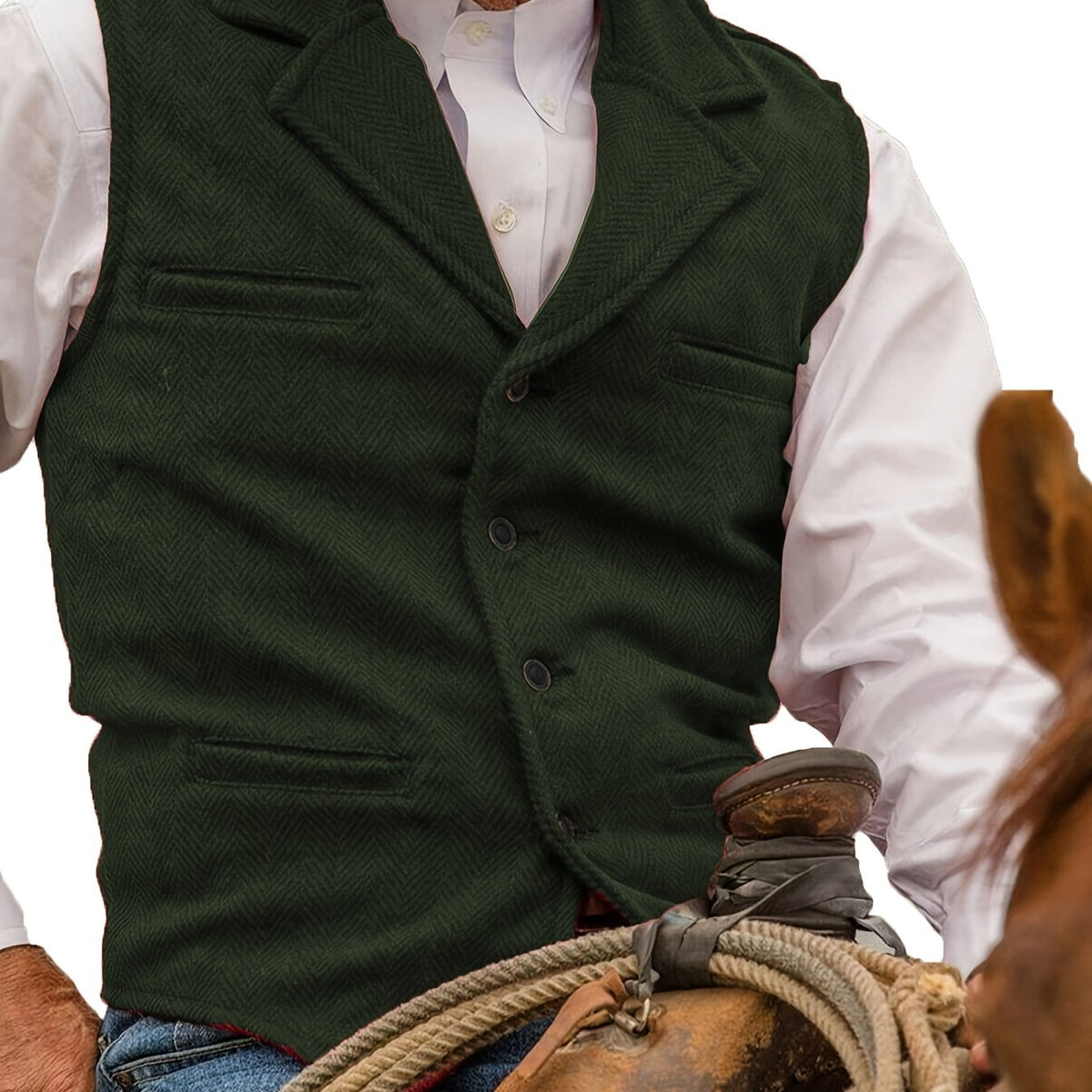 Herren Weste Notch-Revers Einfachknopf vorne, Paspel-Pattierung, Regular Fit