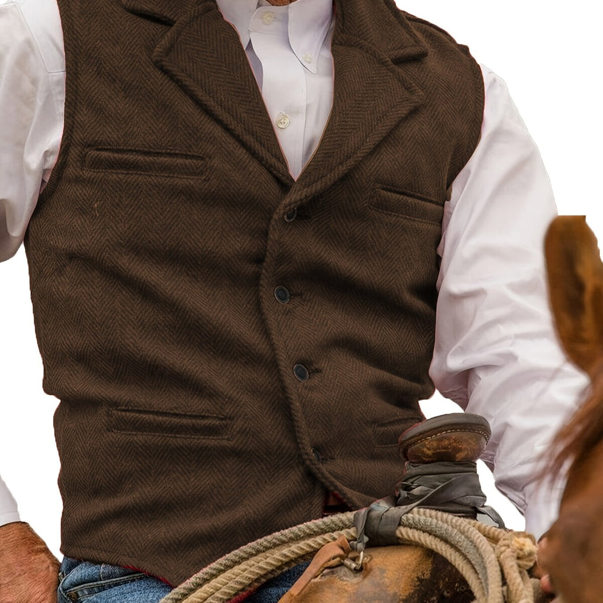 Herren Weste Notch-Revers Einfachknopf vorne, Paspel-Pattierung, Regular Fit