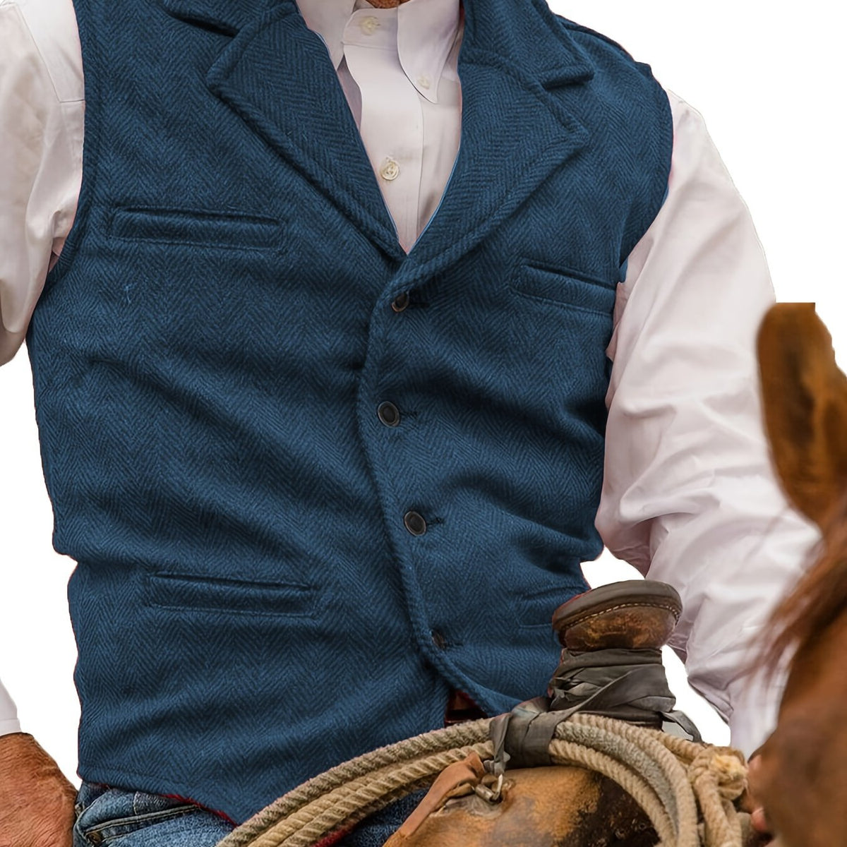 Herren Weste Notch-Revers Einfachknopf vorne, Paspel-Pattierung, Regular Fit