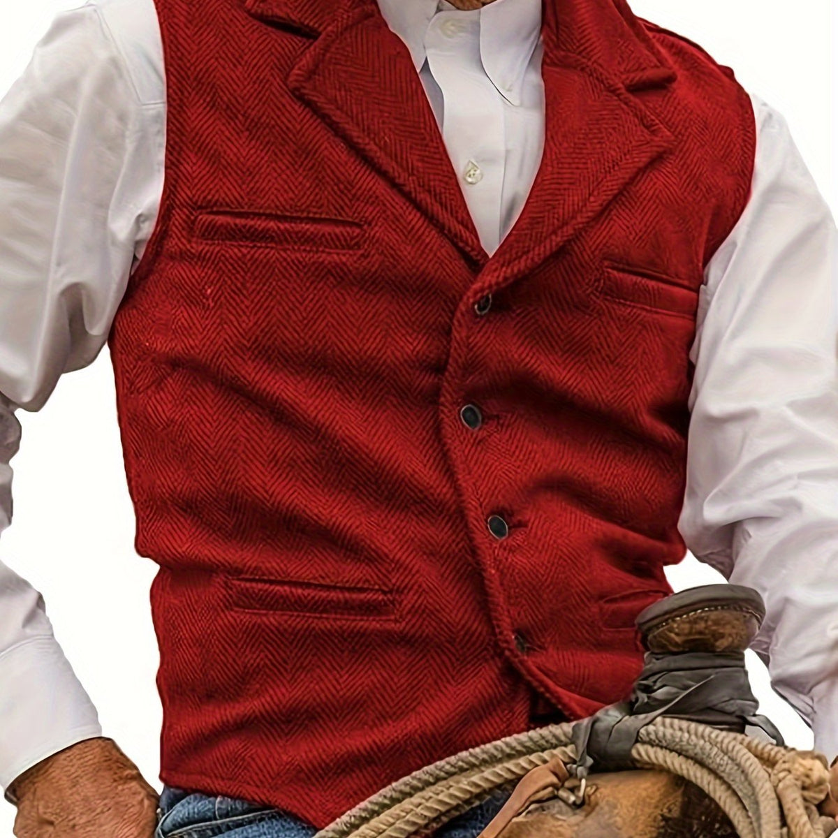 Herren Weste Notch-Revers Einfachknopf vorne, Paspel-Pattierung, Regular Fit