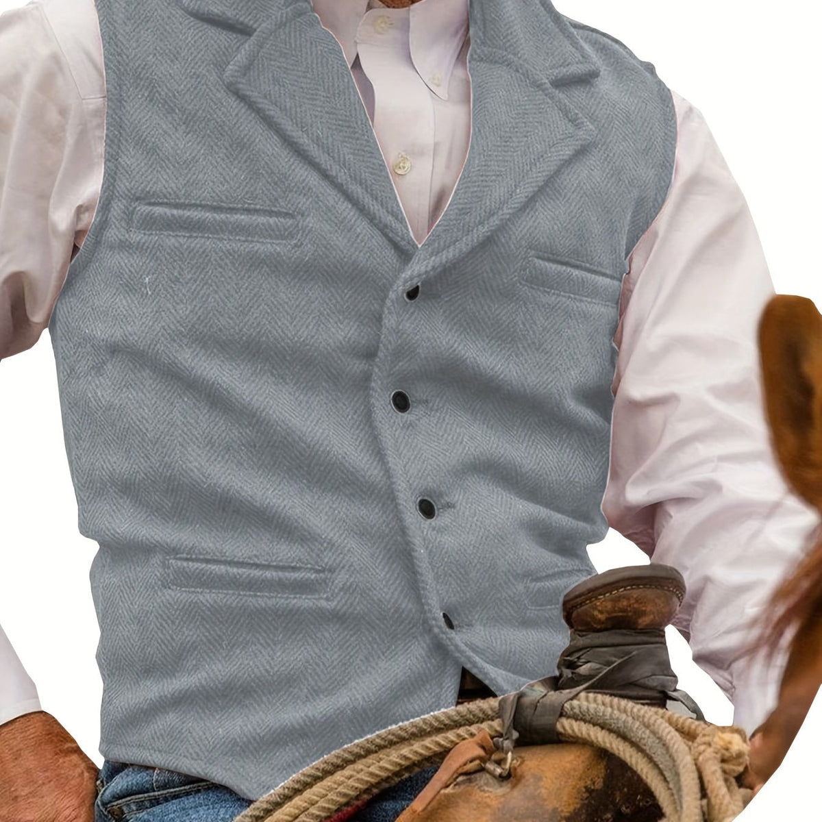 Herren Weste Notch-Revers Einfachknopf vorne, Paspel-Pattierung, Regular Fit