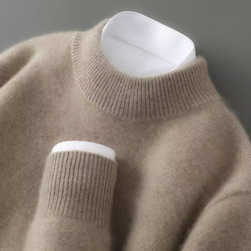 Sweater Herren Mock-Neck mit Rippenstruktur und Bündchen – Relaxed Passform