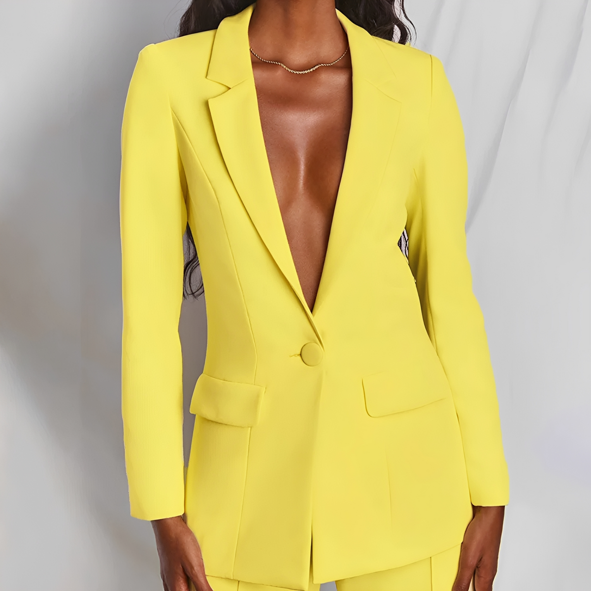 Damen Anzug Set Blazer und Weite Hose - Schmaler Schnitt mit Reverskragen
