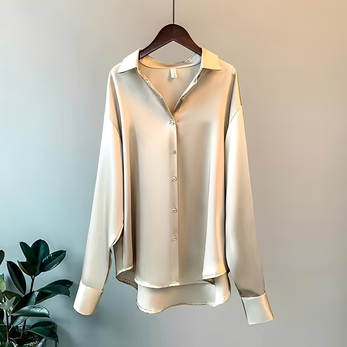 Elegante Damenbluse mit Knöpfen, langen Ärmeln und klassischem Kragen